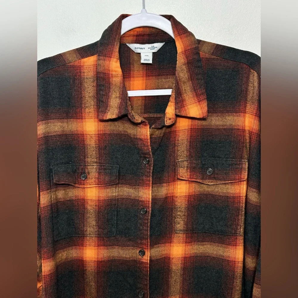 Old Navy Plaid Flannel Boyfriend Shirt Taylor Swift Evermore Womens Size XXL - Picture 5 of 11